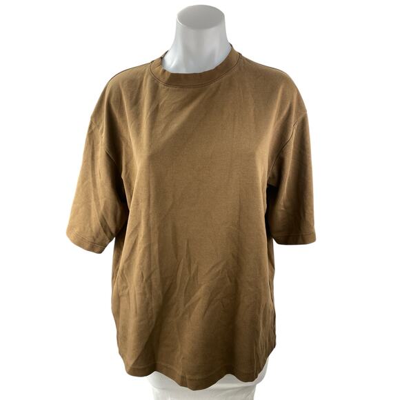 Uniqlo Tops - Uniqlo Airism Womens Brown Short Sleeve Crew Neck Basic Tee T-Shirt Top Size L
